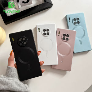FLOVEME Luxury Glass Camera Film Phone Case For Huawei P50 P40 P30 Pro Wireless Charging Shockproof Soft Silicone Back Cover For Huawei Mate 50 40 30 20 Pro