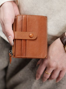 Versatile Short Womens Wallet Fashionable Pure Color Multi-functional Coin Purse Card Holder Two-in-One Bag Simple Design