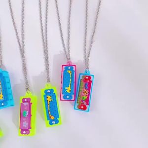 Meade | 10/20Pcs Cartoon Mini Harmonica Necklace 4 Holes Colorful Musical Toy Birthday Party Gift Favors Creative Novelty Portable Gifts