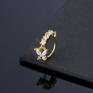 Delicate Nose Clip Piercing Precious Stone Embedded Adjustable Butterfly Pendant Nose Ring Fashionable Jewelry for Women
