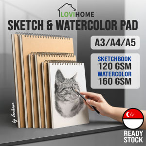 SG A3 A4 A5 Sketchbook & Watercolor Pad Sketch Book Kraft Paper Cover 30 Sheets For Art Drawing Block Painting Notepad
