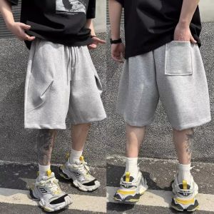 American Style Grey Casual Shorts Mens Summer 2025 New Heavyweight Five-Quarter Loose Deconstructed Mid-Pants Trendy