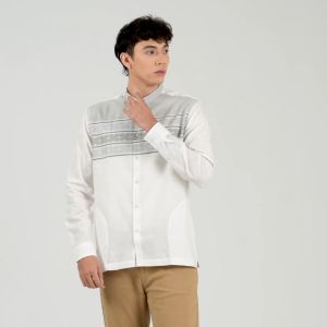EDWIN JEANS - KOKO DZUL WHITE Kemeja Lengan Panjang Baju Muslim Pria Top Man Muslim Shirt