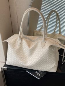 Tote Bag Womens Bag Large Capacity Retro Maillard Woven Quilted Casual Bag Fashion Korean Style Easiest for Match Shoulder Bag Women