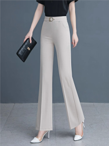 Quần Ống Rộng Cạp Cao Mùa Hè Mỏng Cho Nữ Quần Ống Rộng Vải Lanh Cotton Mỏng Thường Ngày Quần Tây Ống Rộng Bằng Vải Lanh Cotton