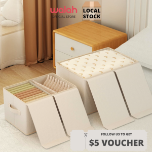 Dustproof Clothes Storage Box Double Cover Closet Organizer Stackable Storage Bin T-Shirts Pants Storage Basket