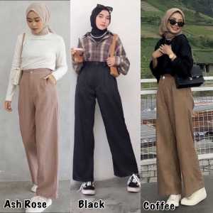 (GRATIS ONGKIR) SEOUL Highwaist Kulot Kancing Celana Wanita Linen Premium Pants Best Seller dan Best Price TERLARIS Celana Kulot Terbaru