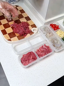 BDO กล่องเก็บของในตู้เย็นแบบมีช่องแบ่งสำหรับผักและอาหาร ขนาดใหญ่