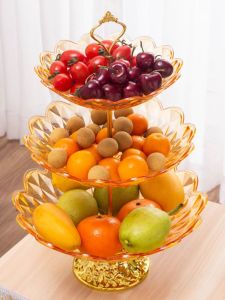 Creative Multi-Layer Fruit Basket Living Room Home Candy Tray Snack Storage Stand Modern Tea Table Ornament Plastic Fruit Plate