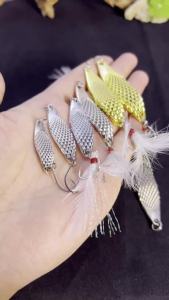 Hopeblaze Viper Spoon Lures Metal High Reflection Scale Bait Single&Feather Treble Hook Fresh Salt Water Trout Bass Pike Lure