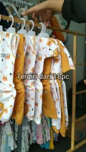 Paket 18pcs Setelan Baju Bayi Celana Bayi Baru Lahir Gift Set Baby Seri MUSTARD POKA SNI ZPH05