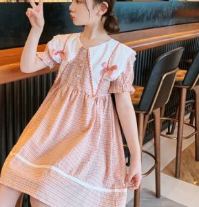 KYII Kids Girls Summer Round-neck Dress Casual Loose Dress kyii0123