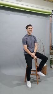 Kaos Polo Resleting Pria Lengan Pendek ELYON Zippy Polo Warna Abu Tua