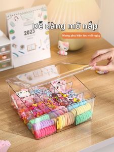 QIOEROUL | Transparent Multi-Compartment Children Hair Accessories Storage Box