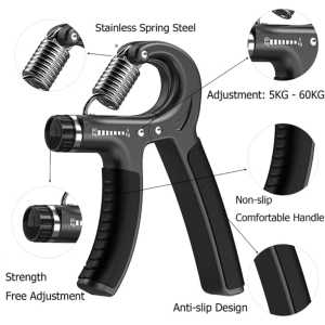 Handgrip Adjustable 5-60Kg Alat Olahraga Tangan Gym Fitness Otot Lengan Tangan Hitam