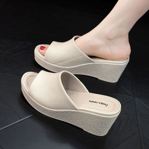 Fashionable Womens Sandals Summer Outdoor Wear Boost Heel Waterproof Anti-slip Home Outdoor Beach Casual One-Strap Slippers
