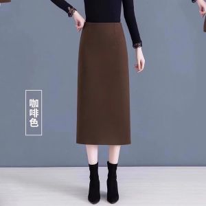 High Waist Thickened Woolen Mini Midi Skirt for Women Spring Autumn New Style A-Line Skirt Business Casual Solid Color