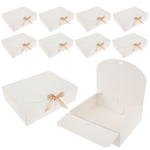 10 Pcs Gift Boxes with Lids and Ribbon Paper Present Box Large Capacity Decorative Party Weddings Birthday Holiday Candy Storage