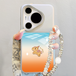 SHUXIE | Premium Feel Cute Cartoon Glass Phone Case with Strap