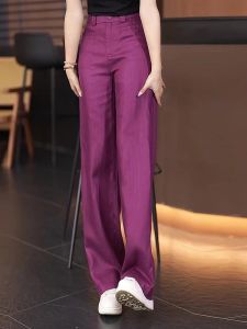 Linen Wide Leg Straight Cut Casual Pants Summer New Style Meat Concealing Comfortable Loose Fit Long Trousers for Women