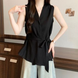 AIYITI | Vintage Style V-Neck Sleeveless Big Size Womens Shirt