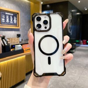 Original Magnetic Wireless Charging Phone Case for  16Pro Max with Pearl Butterfly Knot Bracelet Protective Cover Shell