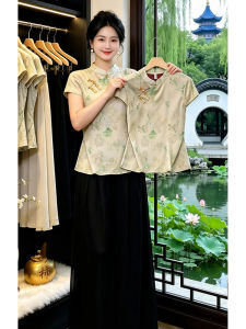 Shalldoer | Elegant Youthful Chinese Retro Style Short Sleeve Button Shirt