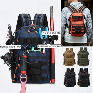 Fishing Lure Tactical Camping Backpack Outdoor Sports Bag Hiking Molle Tackle Bag with Rod Holder for Men Climbing Travel Bag