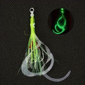1PC Dạ Quang Silicone Mực Dụ Cao Su Mềm Cá Tráp Câu Cá Với Móc Hỗ Trợ Nước Mặn Đại Dương Câu Cá Bãi Biển
