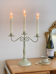 Retro European Iron Art Multi-Headed Candlestick Atmosphere Living Room Dining Table Decorative Long Candle Display Props