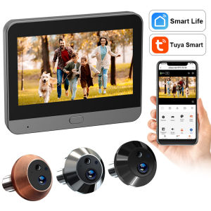Camera Cửa Mắt Thần Kỹ Thuật Số Mini WiFi Tuya SmartLife 3MP Với Tầm Nhìn Ban Đêm Phát Hiện Chuyển Động PIR Tương Thích Với Alexa Và Google