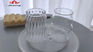 1pack Ribbed Glass Cups Vintage Drinking Glassware Ripple Cocktail Glasses for Iced Coffee Juice Beverage Milk Bubble Tea