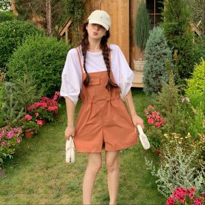 YINLUOYA | ชุดสองชิ้นแฟชั่นฤดูร้อนปี 2025 ทรงหลวม กางเกงขาสั้นผู้หญิง ชุดเดรสแขนกุด ทรงเข้ารูป เอวสูง ทรงหลวม ชุดทำงานสไตล์เกาหลี