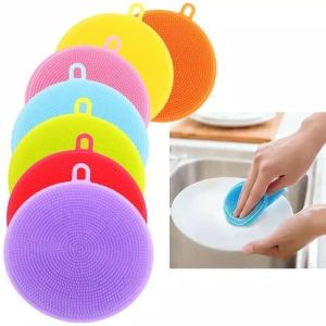 Promo Spon Silikon Cuci Piring Bulat Anti Kuman Bakteri Pembersih Panci Dapur dan Wastafel