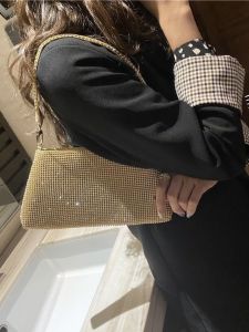 Flashy Diamond Embedded Mini Underarm Bag Single Shoulder Handbag for Ladies Elegant Party Crossborder Fashion Accessory