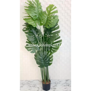 Pohon Daun Monstera Latex T160 Pot Dasar Plastik Tanaman Artificial Dekorasi Pajangan Aesthetic