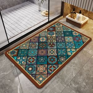 Thảm Phòng Tắm Nhung Pha Lê VIKAMA Phong Cách Cổ Điển Thảm Cửa Ra Vào Bền Bỉ Dễ Dàng Làm Sạch Trang Trí Nội Thất Sang Trọng Thảm Chống Trượt