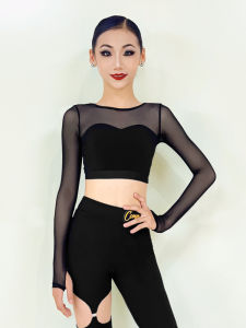 conny | Latin Dance Practice Clothes Long Sleeves Mesh Childrens Tops