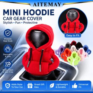 Aitemay Mini Gear Shift Knob Hoodie Sweatshirt Car Gear Lever Hood Cover Universal Decoration for Manual Automatic Car Interior Accessories
