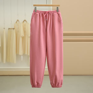 กางเกงขายาวทรงตรงหลวมๆ ทรงลำลองสำหรับออกกำลังกาย ทรงเอวยางยืด ทรงหลวม ทรงตรง กางเกงขายาวทรงลำลองสำหรับผู้หญิง