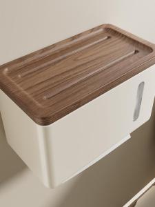 ชั้นวางกระดาษชำระไม้ Walnut สไตล์ย้อนยุคสำหรับห้องน้ำ ชั้นวางกระดาษชำระแบบหนีบ ตู้เก็บของในห้องน้ำ สไตล์จีน วัสดุไม้
