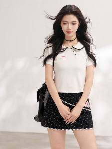 KEIKO | Cute Style White Collar Puff Sleeve T-Shirt Short Y2K Cartoon
