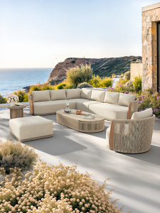 PURPLELEAF | Outdoor Aluminum Teak Sofa