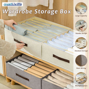 Justliving Hộp đựng quần áo ngăn kéo tủ quần áo 10/14/16/24 ngăn kéo túi đựng đồ có quai xách dày gấp gọn Hộp đựng quần jean và quần sắp xếp tủ treo quần áo và có thể xếp chồng lên nhau với bảng PP tích hợp