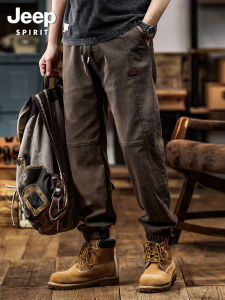 JEEP SPIRIT | Winter Autumn Cargo Pants Men Slim Fit Black