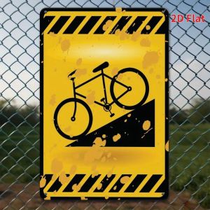 CIFbuy | 2D Vintage Metal Sign Bicycle Downhill Warning Wall Art Decor Farmhouse Bar Garage Garden Rustic Iron Plate