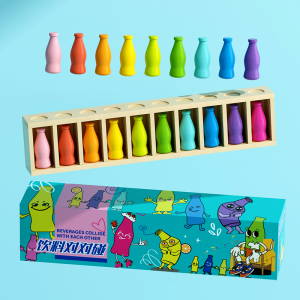 เด็กใหม่ปริศนาของเล่นเครื่องดื่มดื่มสีเรียงลําดับถ้วยการจับคู่สีการจําแนก Montessori Early Education Logical Thinking