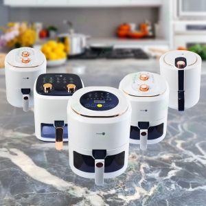POWERPH Air Fryer 4.5L 5L 6L 7.5L White Multi-functional Household Oil Free Non-Stick Air Fryer With Window Digital Smart Touch And Liner