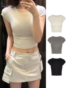 Spicy Short Sleeve T-Shirt Womens Fashion Summer New Style Pure Desire Waist-Cinching Slimming Short Length Top