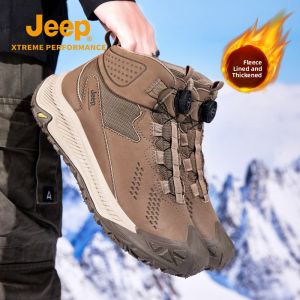 Jeep | Jeep Mens Outdoor Winter Waterproof Warm Fleece Lined Hiking Shoes Shock Absorption Anti-slip Wear-resistant Quick Response Boots